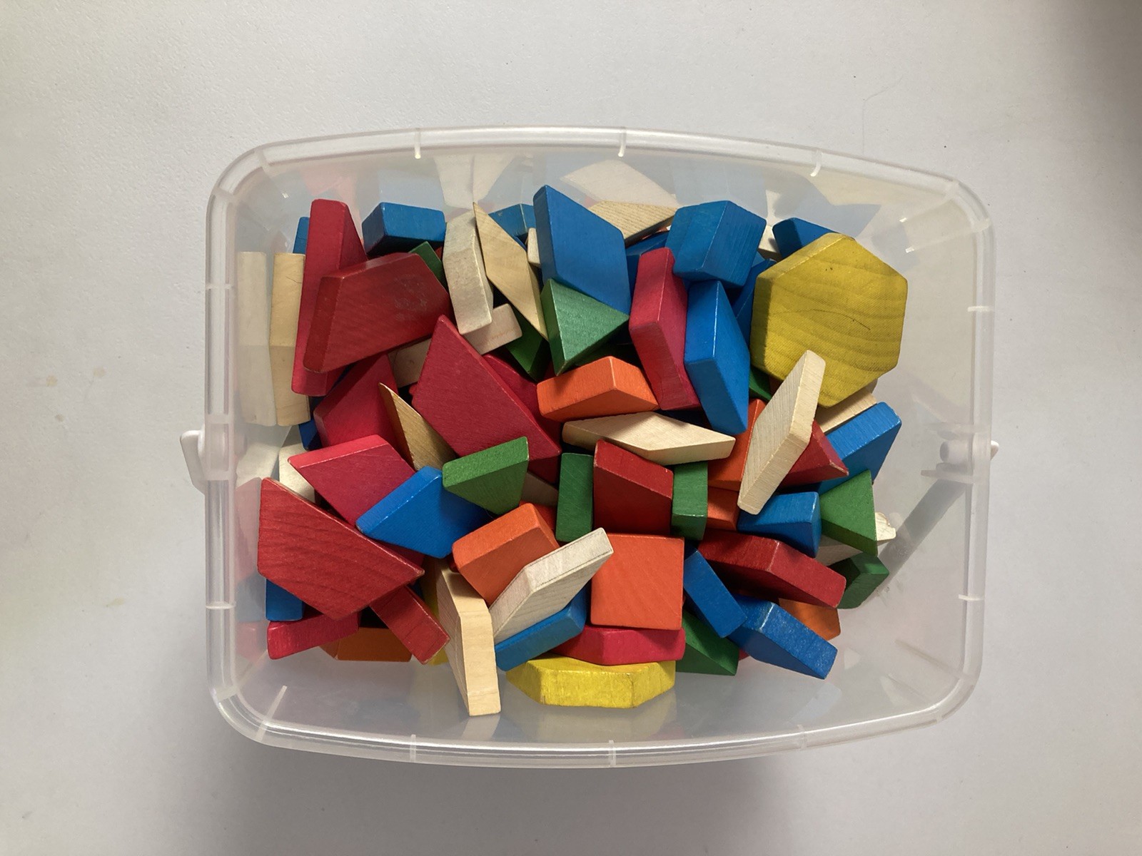 Geometric Pattern Blocks Lot Multi Color Shapes 250+ pieces Wood Wooden For Math