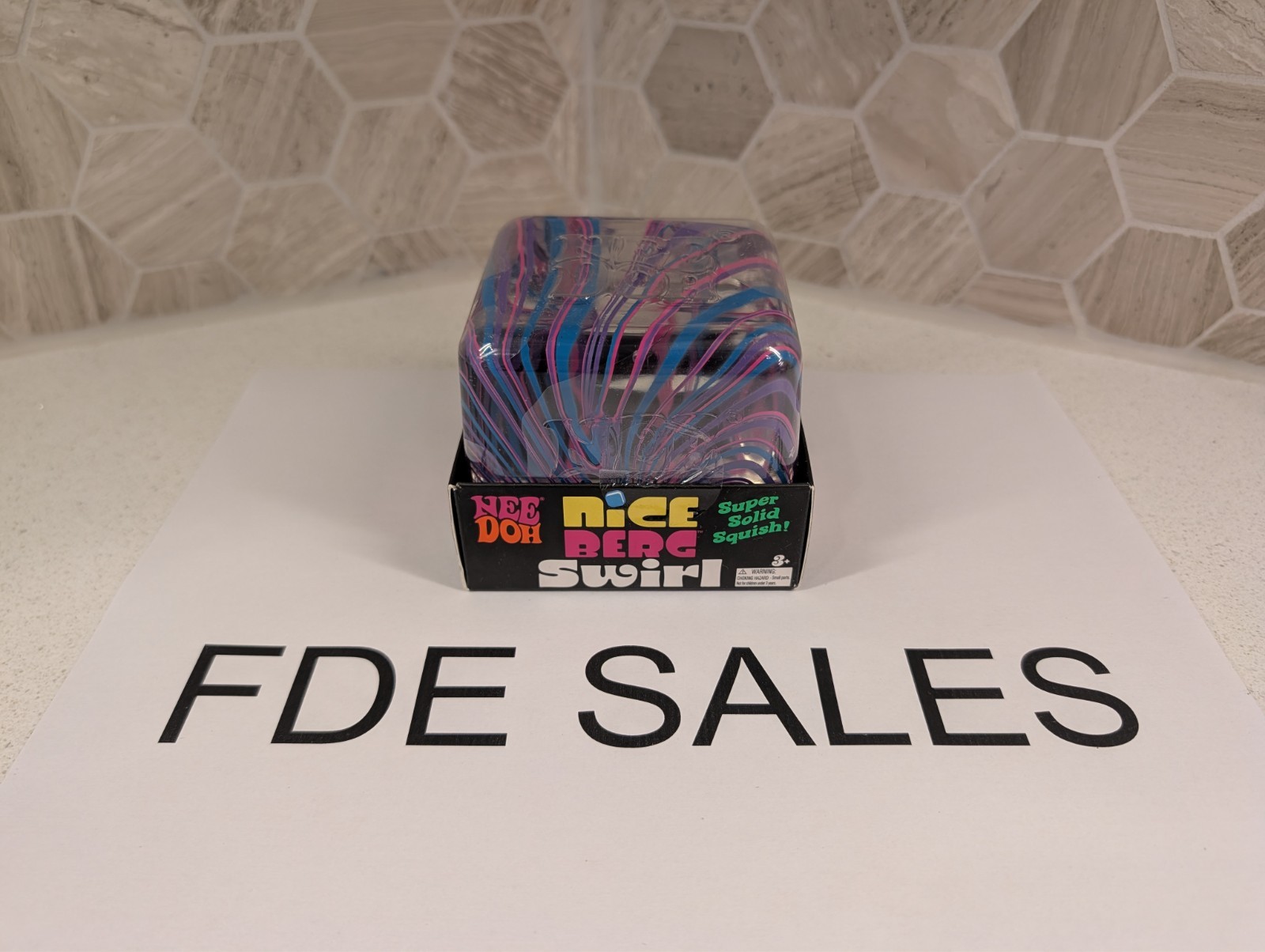 NeeDoh Nice Berg Swirl XL Giant Nee Doh Squishy Swirl Cube Blue Pink Purple NEW