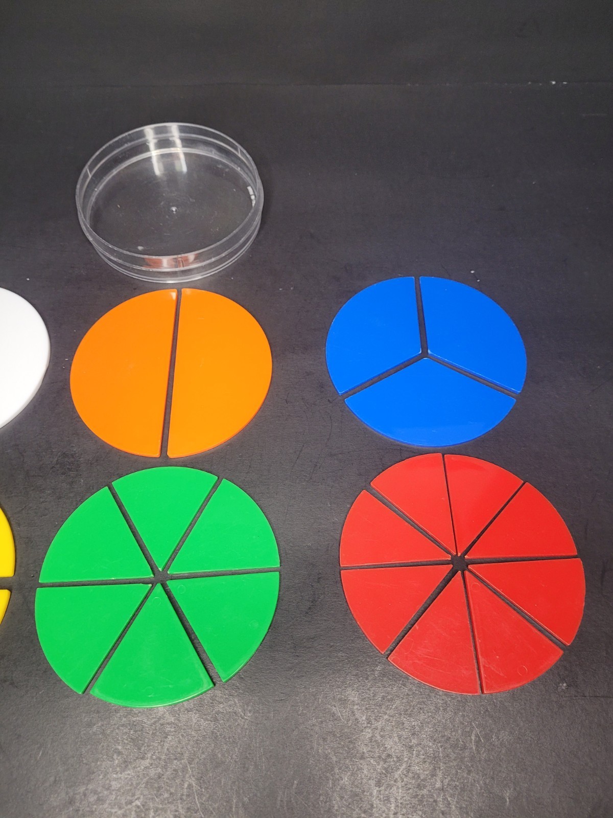 24pc Plastic Fractional Circle Puzzle Color-coded Learning/Development NO LID