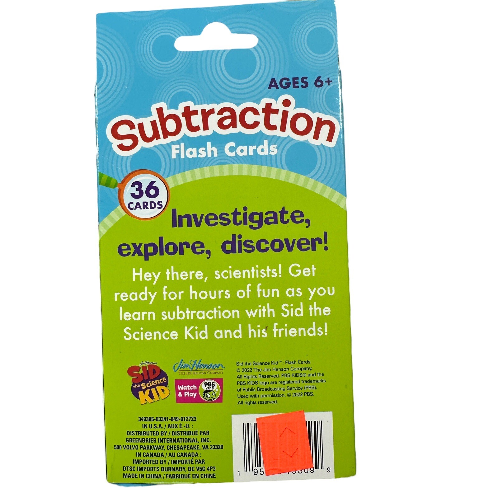 Sid the Science Kid Flash Cards Addition and Subtraction New Jim Henson’s Sealed