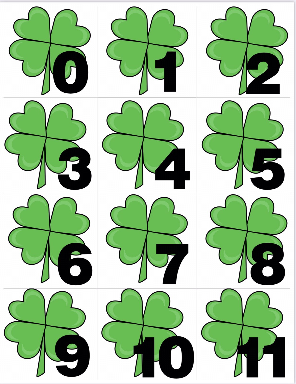 Clover – Numbers 0-31 Pocket Chart Cards or Calendar Learning Resource – Math