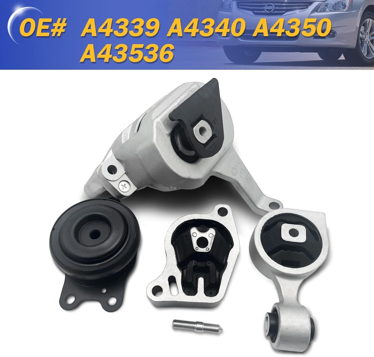 Engine Motor Engine Mount & Transmission Mount Kit for 2007 2008 2009 2010 2011