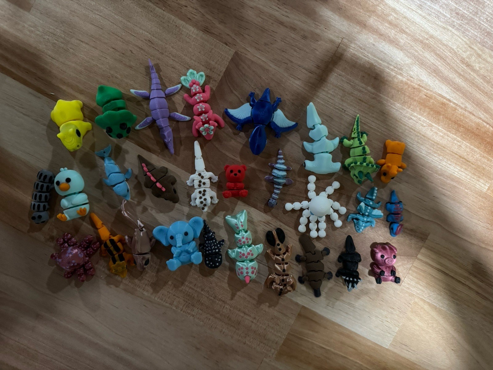 Articulated Fidget Multicolor Animals Random Lot of 10, No Repeats, PLA 3D print