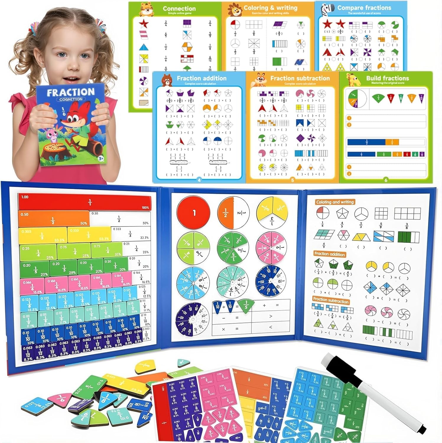 Magnetic Fraction Demonstration Book,Magnetic Fraction Tiles Fraction Circle…