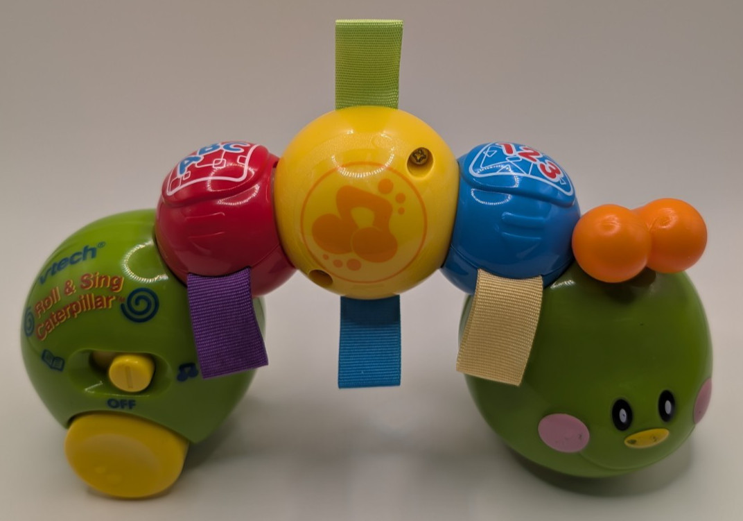 VTech Roll & Sing Caterpillar Sensory Sound & Lights Tested And Working