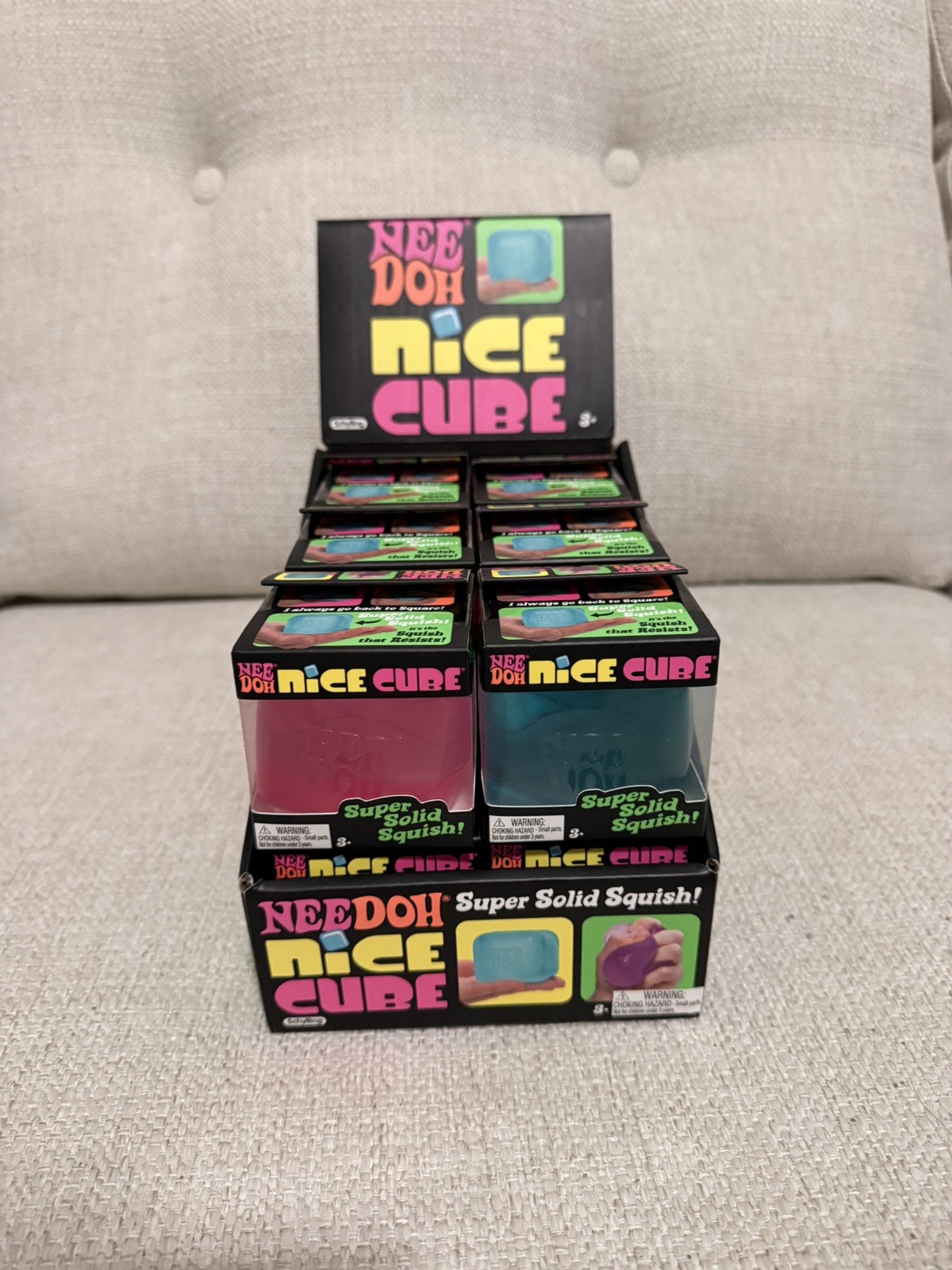 Lot Of (12) 1 Full Cases NeeDoh ice Cube With Display Box 3 Colors ICE Nee Doh