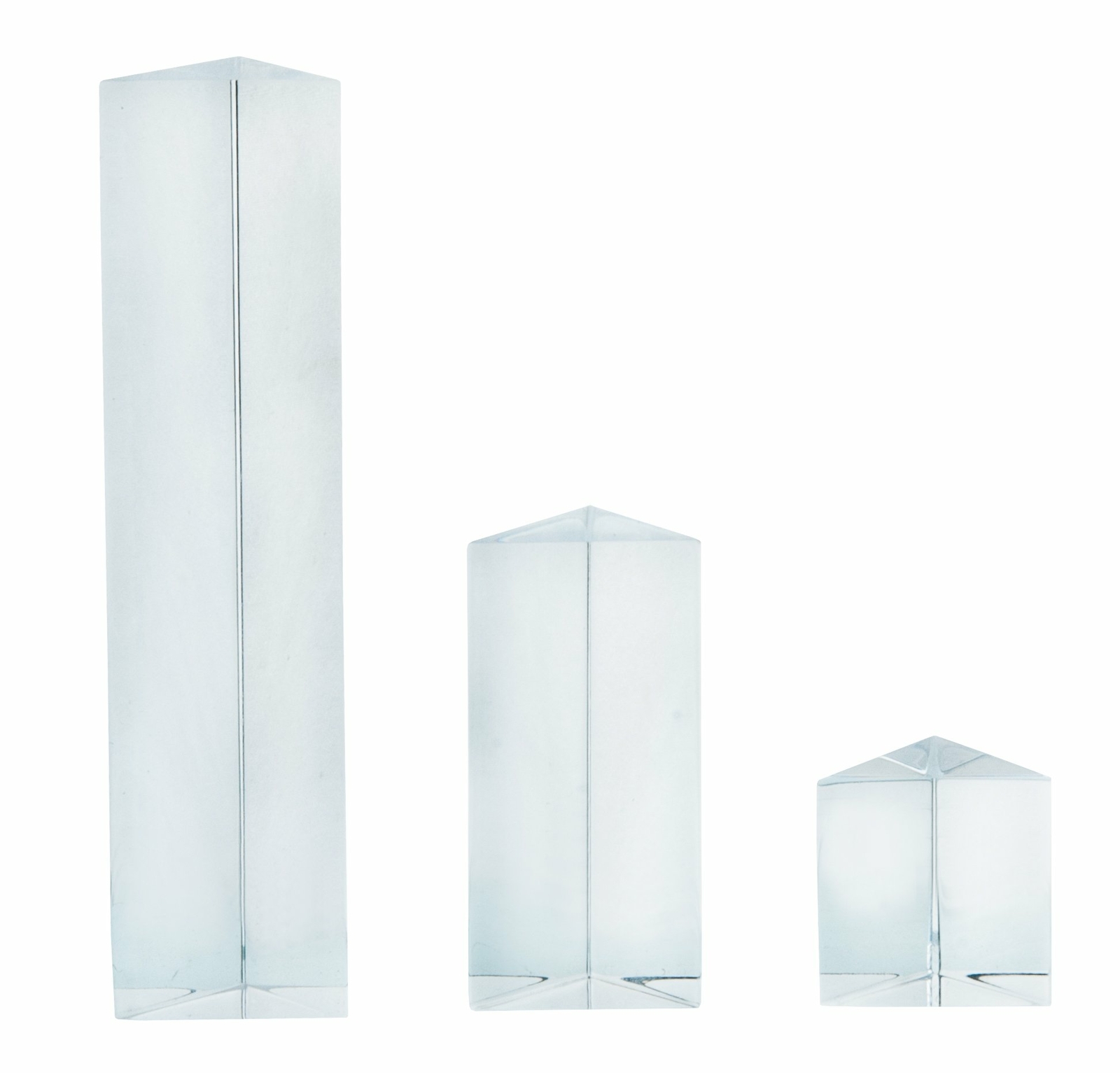 Equilateral Prisms, 3 Piece Set – 25, 50 & 100mm Lengths – Acrylic – Eisco Labs