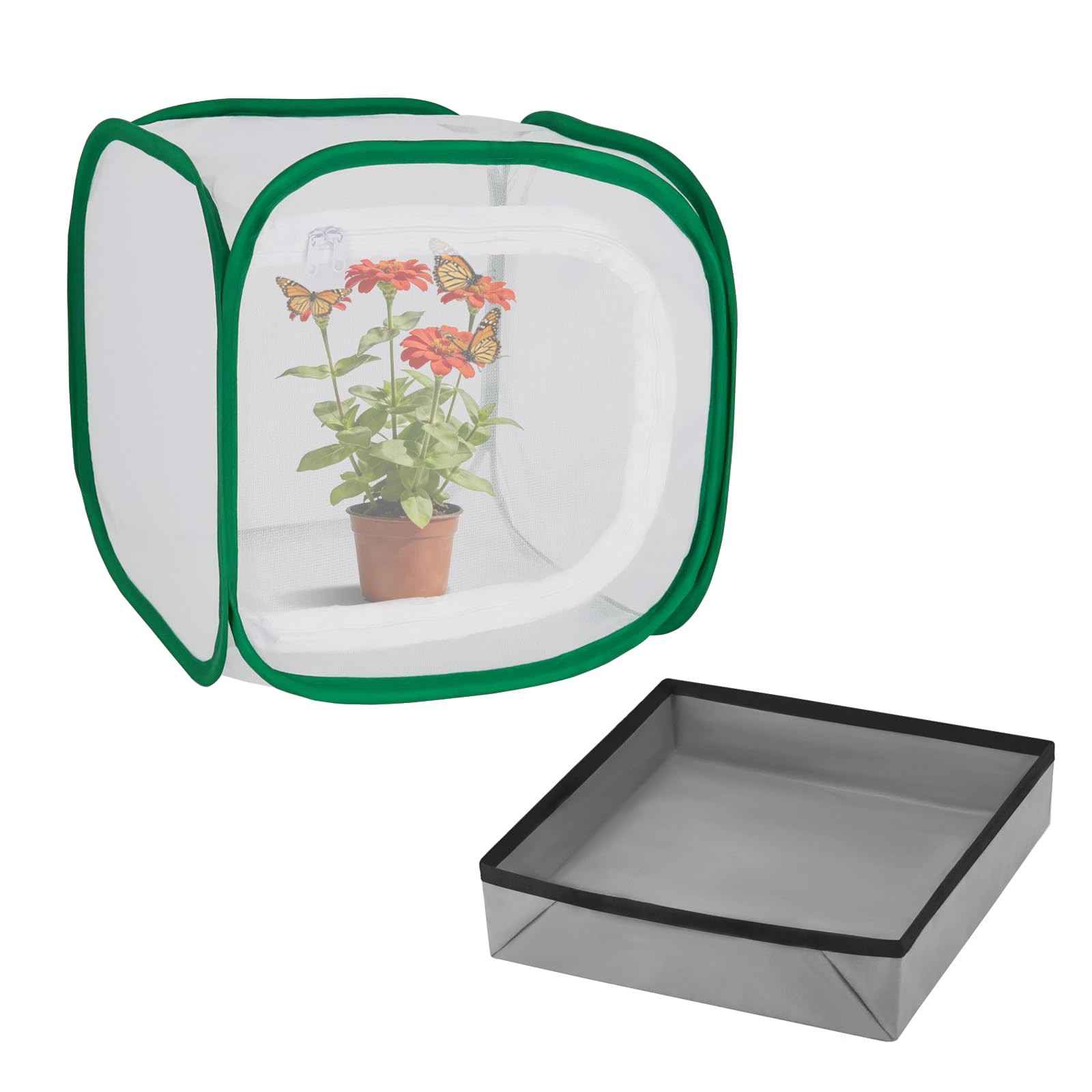 Butterfly Habitat Cage 12″ x 12″ 12″ Pop-up Insect Enclosure Poop Tray Foldable