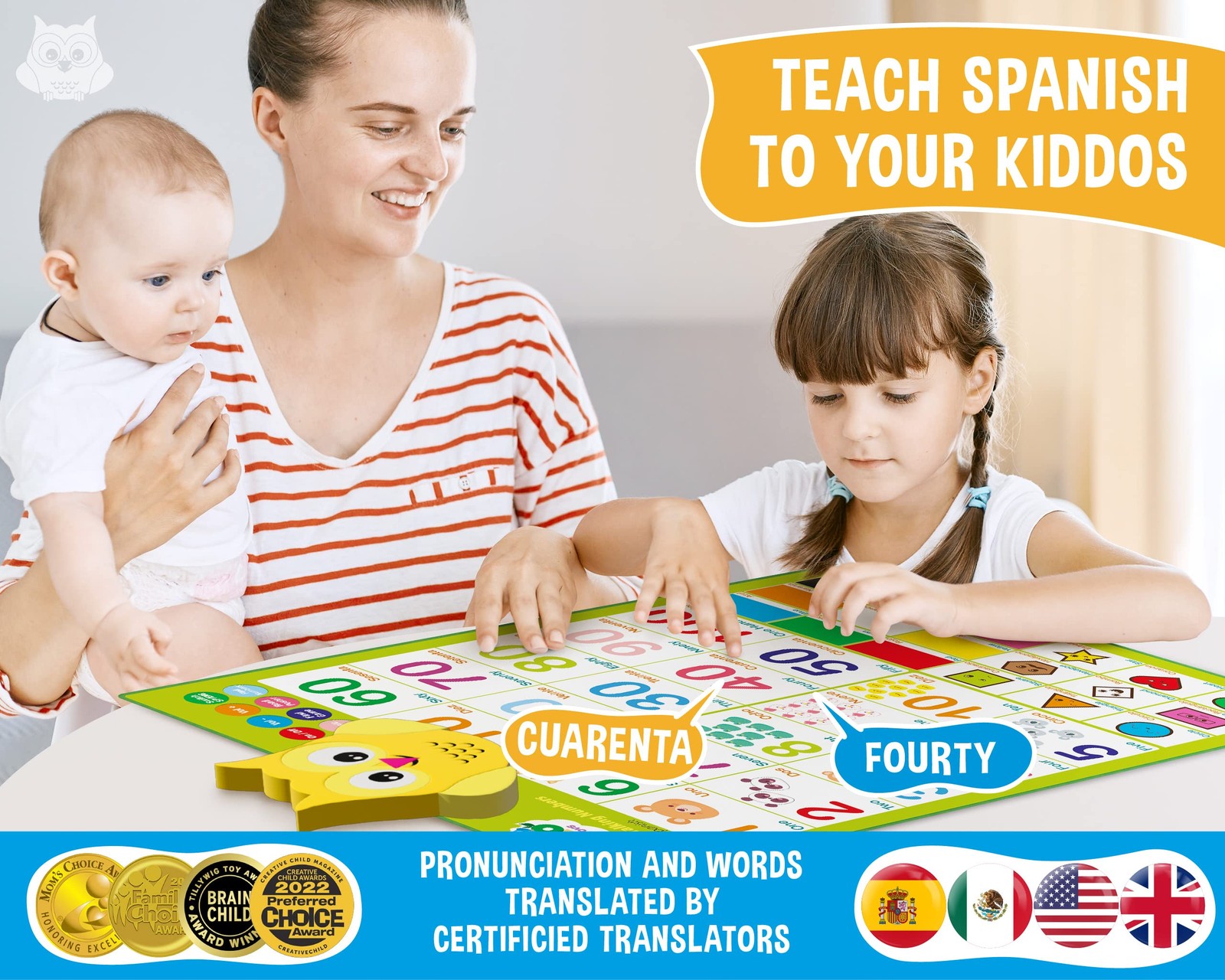 Bilingual Learning Toys – Spanish Toys for Toddlers 1-3, Interactive Number T…