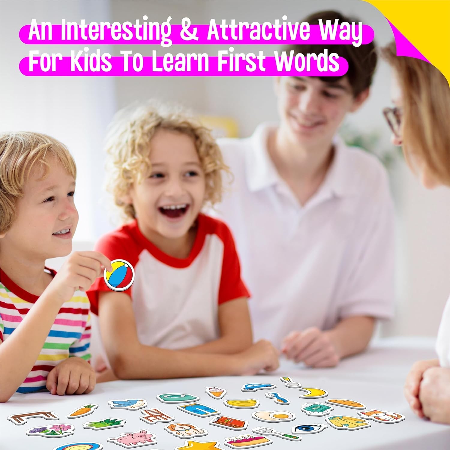 50 PCS First Word Magnets, Magnetic Thickened Daily Items Fridge Magnets Adorabl