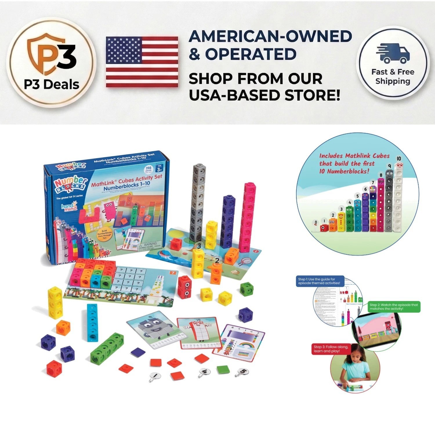Hands-On Numberblocks Educational Toy Set – 100 Counting and Linking Cubes!