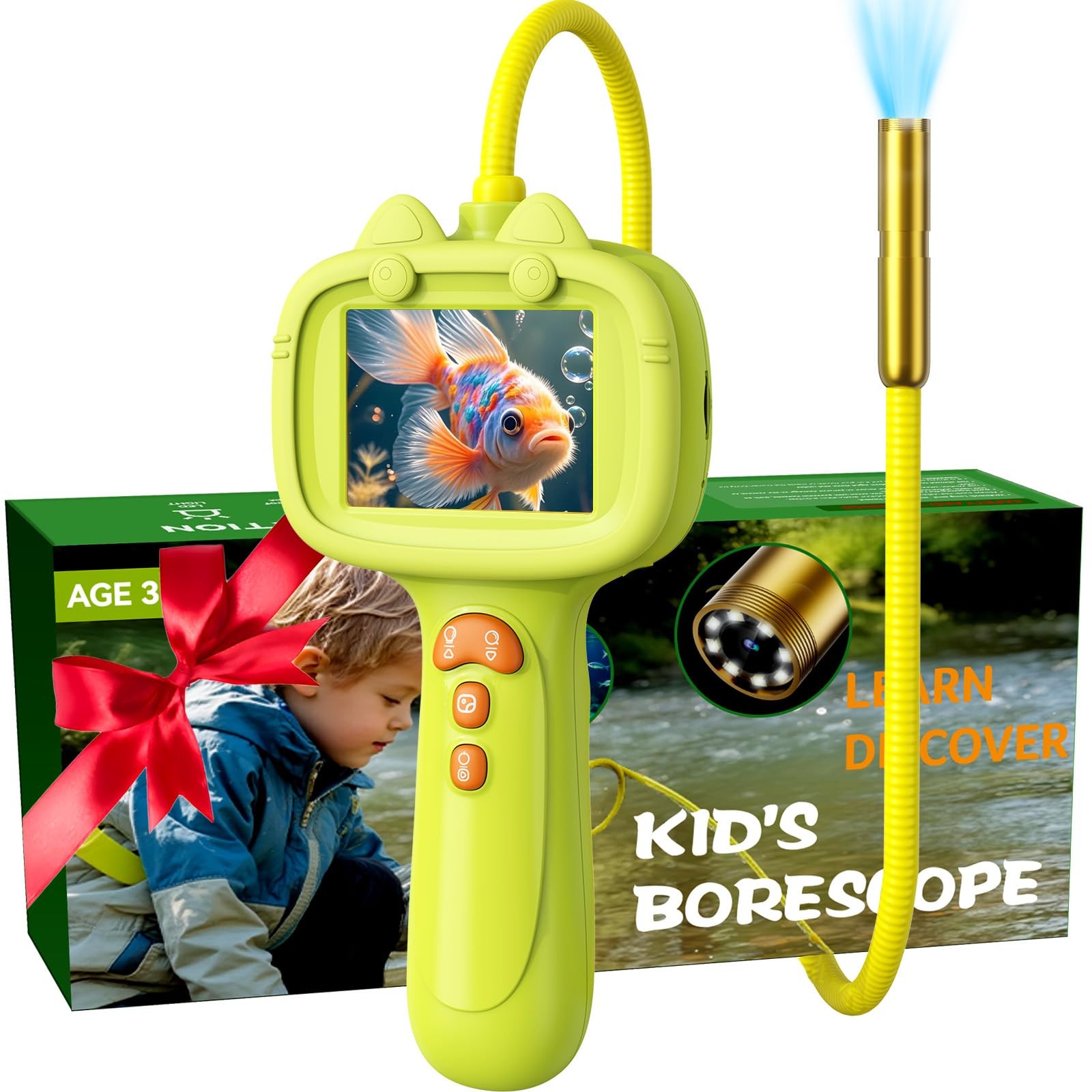 Daxiongmao Borescope Camera with Light for Kids | STEM Science 2.6ft, Yellow