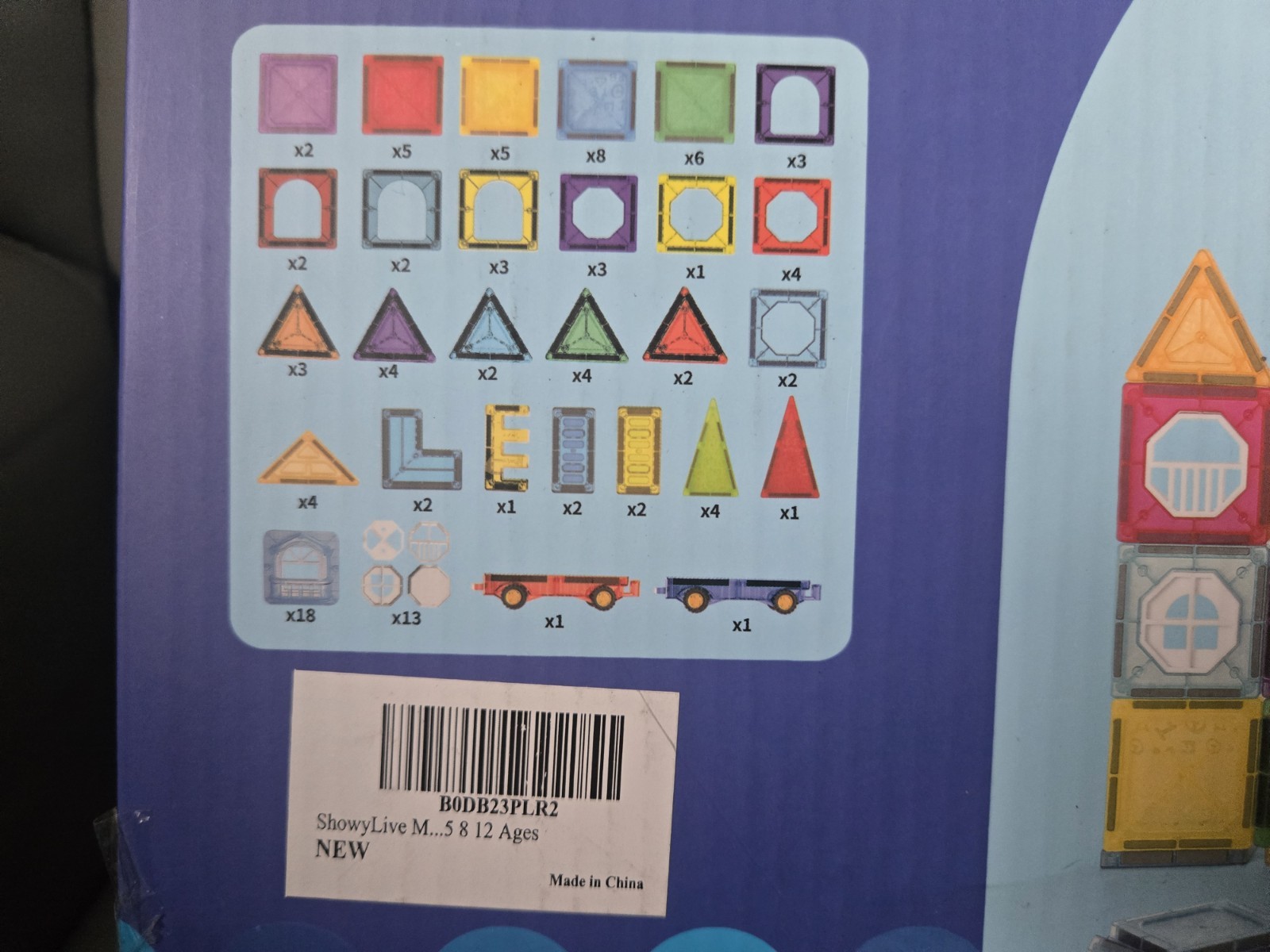 ShowyLive Steam Learn Magnetic Tiles 100 Pieces for Kids Ages 3+ Set with 2 Cars