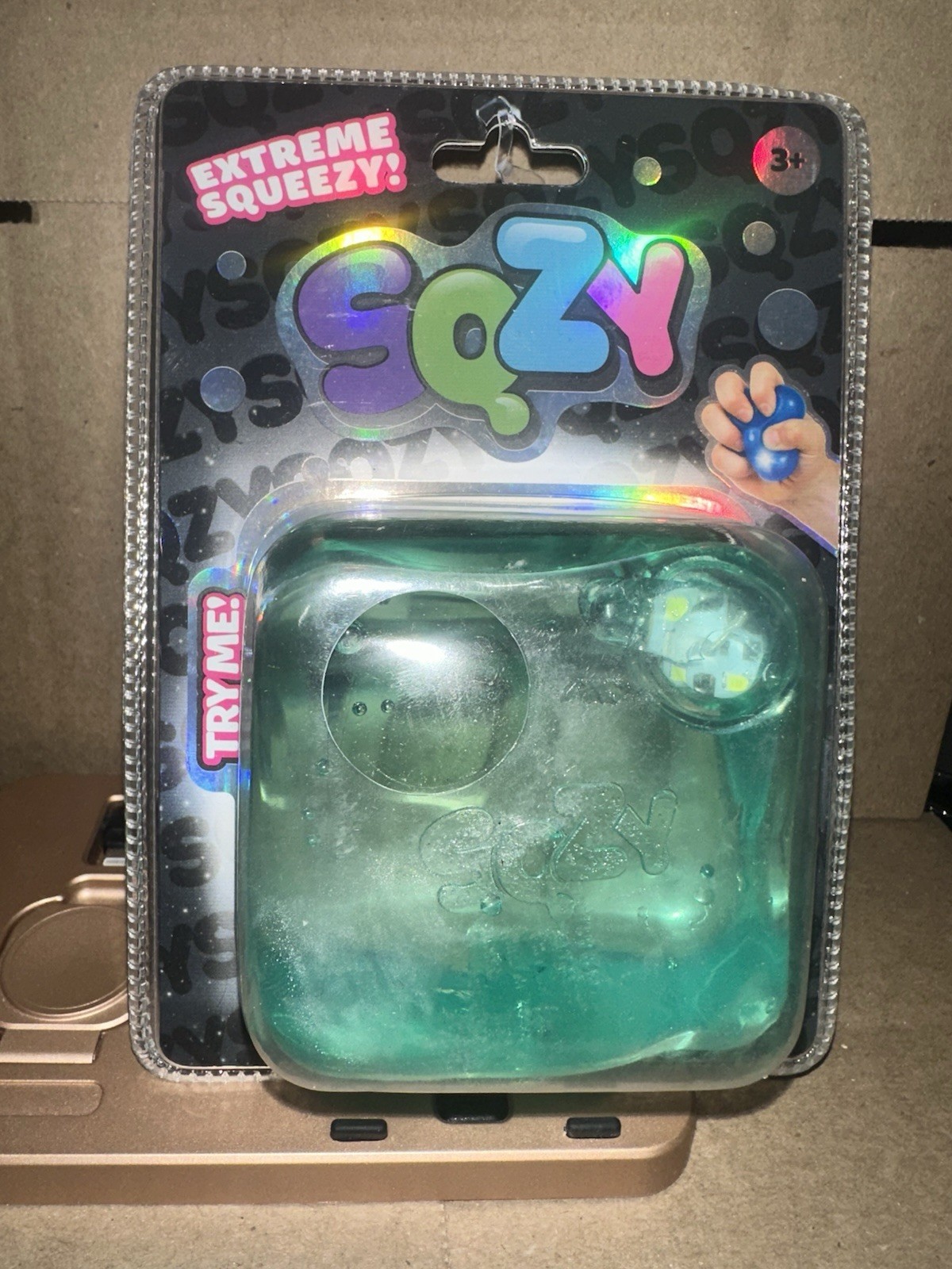 SQZY Extreme Squeezy Light Up Tactile Squeeze Toys Set Green Clear