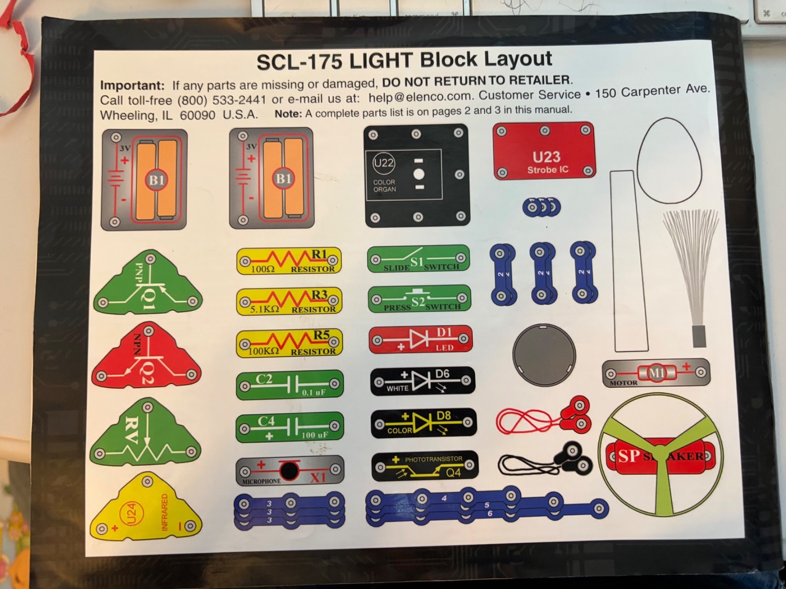 Elenco Snap Circuit Light Projects 1-182 9 Boards 2 Books Over 250 Pieces S8422