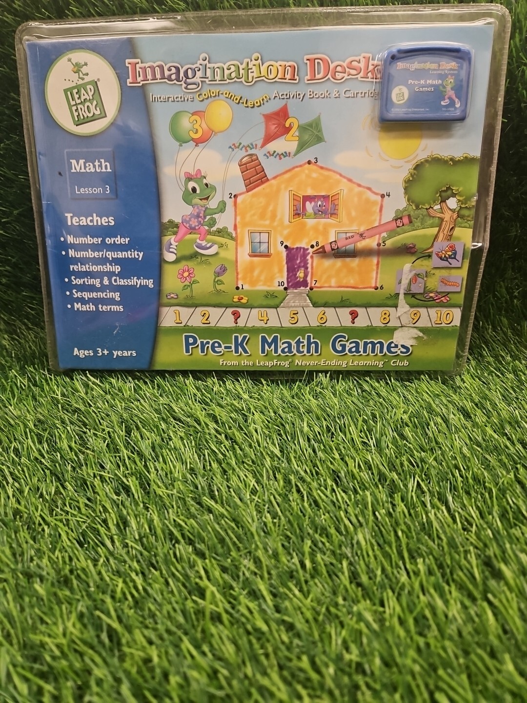 Leapfrog Imagination Desk Pre K Math Games Lesson 3 Book & Cartridge New