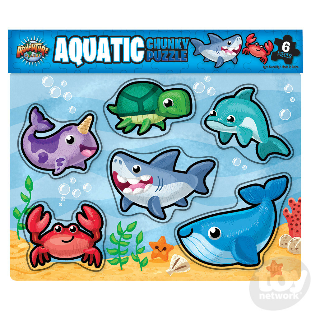 AQUATIC THEME 6 PC CHUNKY PUZZLE FOR AGES 3 UP WOOD 11.75″ X 10.25″