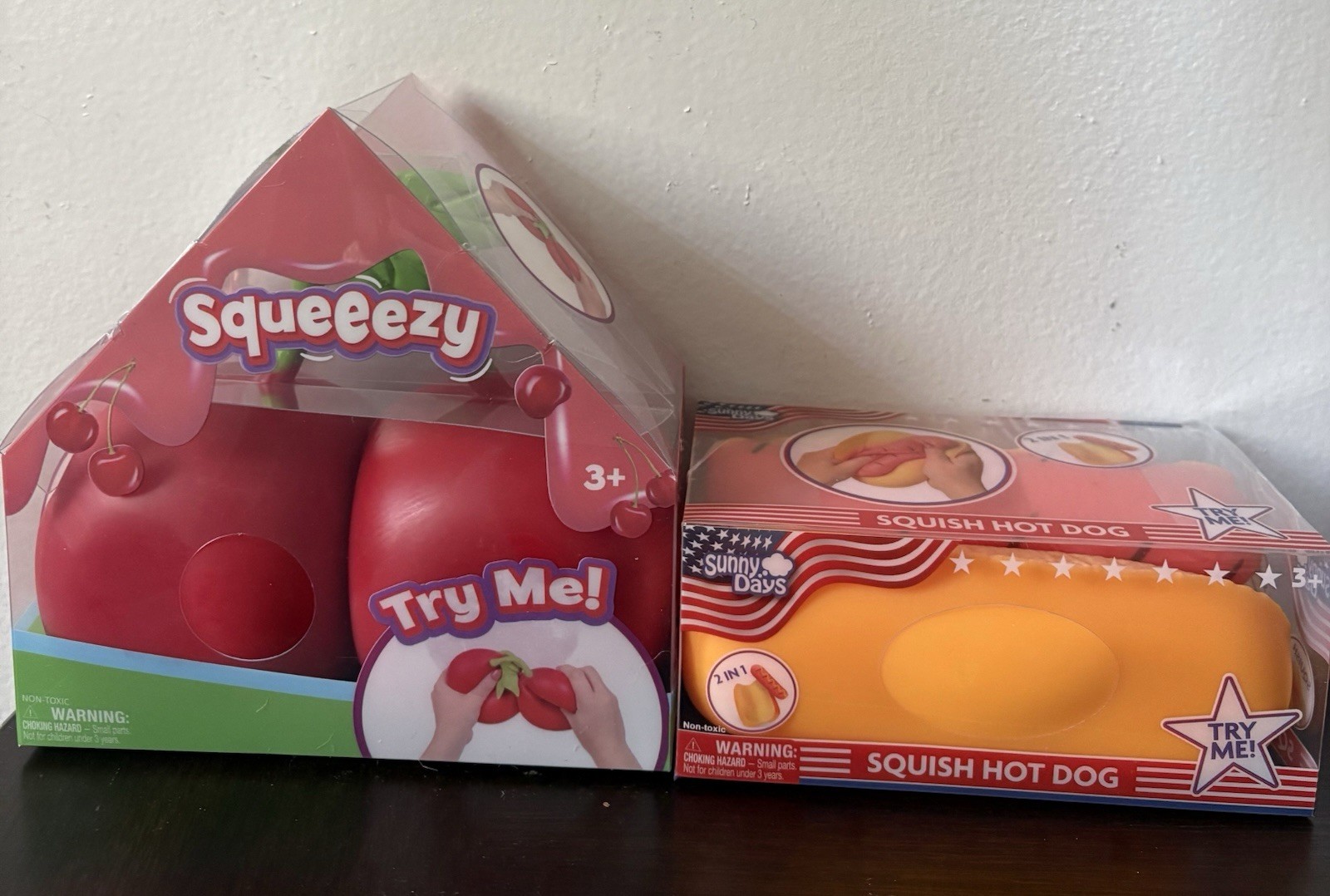 BRAND NEW Squishy Sunny Days Toymendous 5.5” Cherries And 2 In 1 Squish Hot Dog