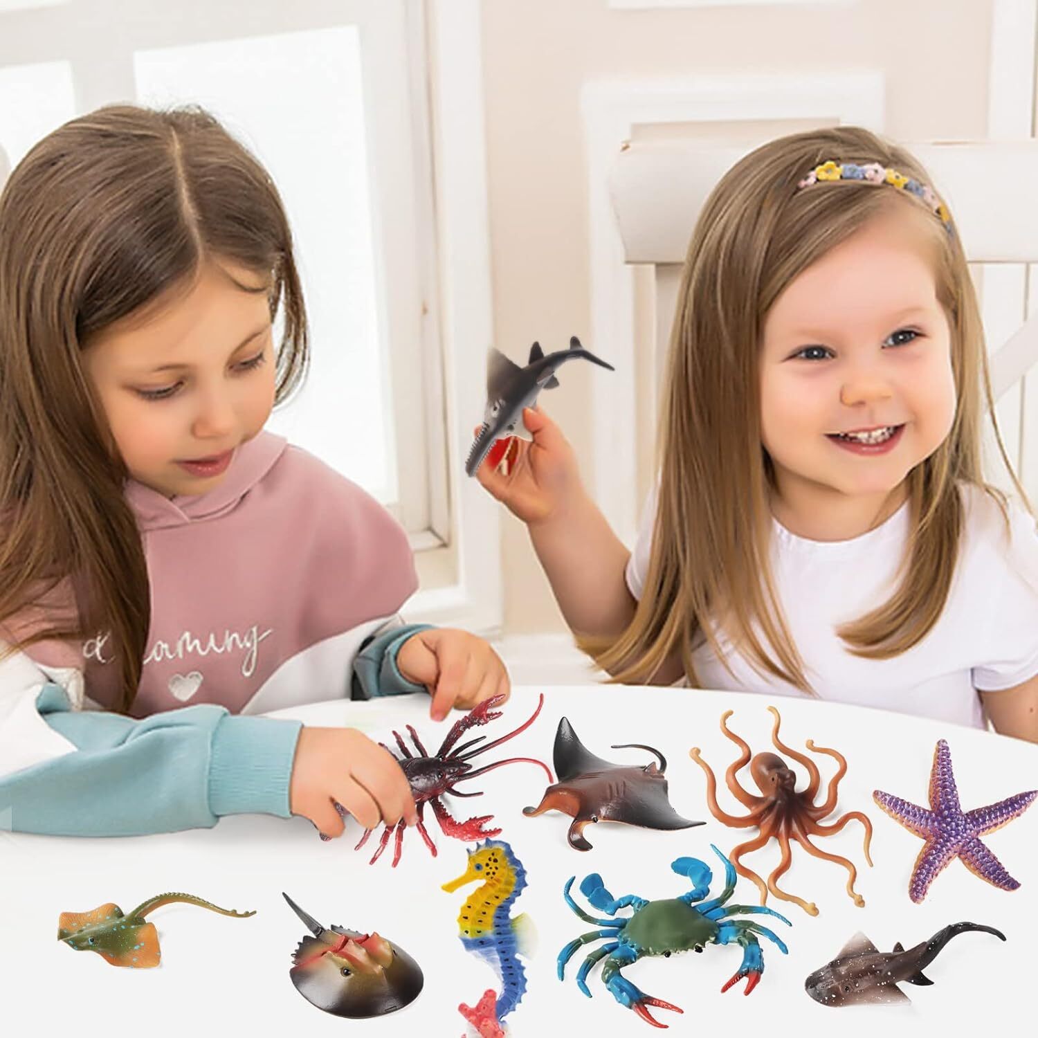 10Pcs Ocean Sea Animals Toys Sea Horse Starfish Crab Lobster Octopus Devilfish