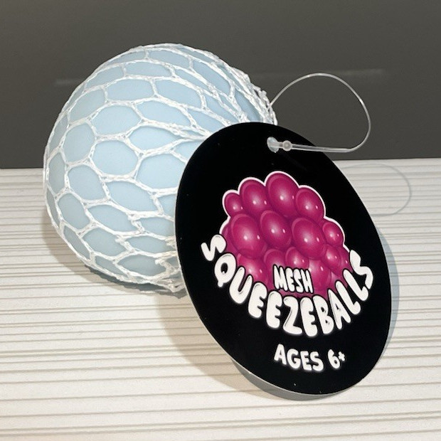 Mesh Squeezerball Stress Ball Squeeze Toy, Blue Green White, Age 8+