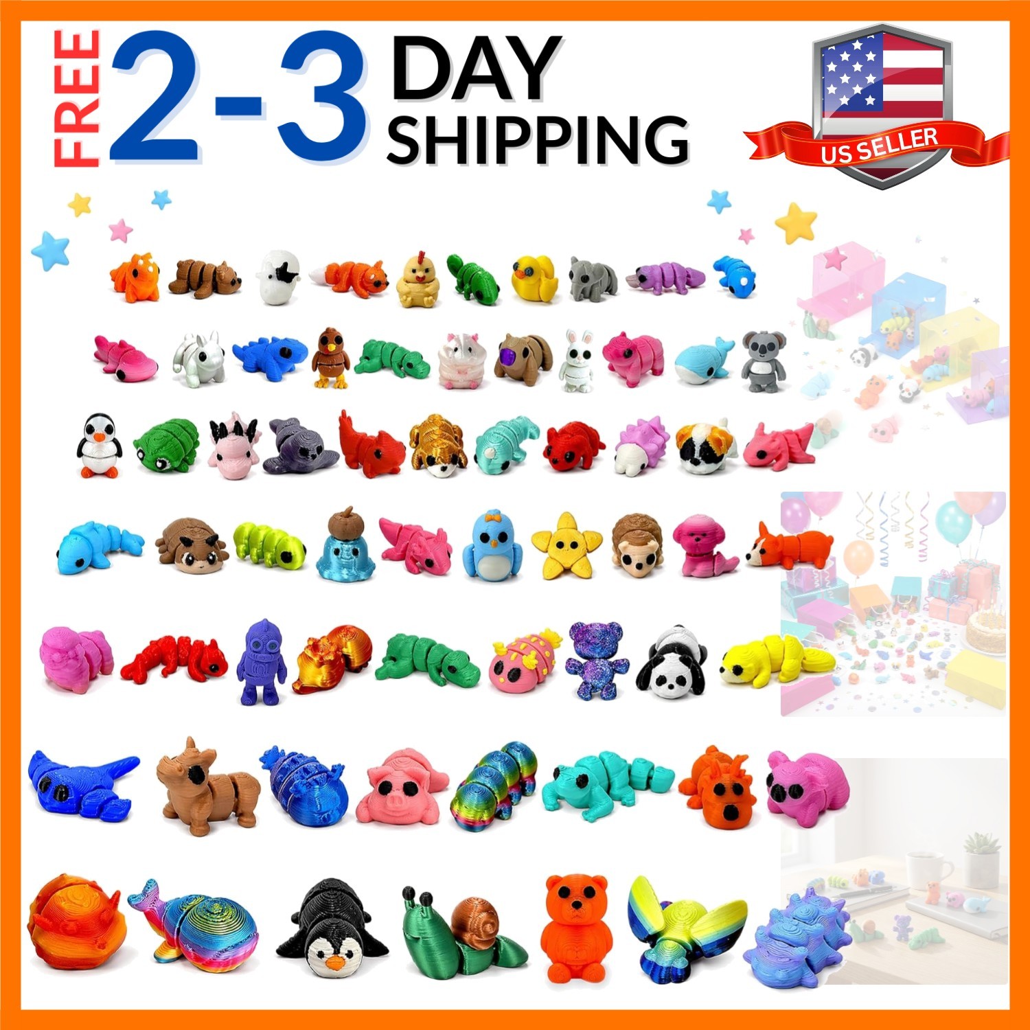 120PCS Surprise 3D Printed Animals Bulk, Random Collectible Mini Animal Figur…