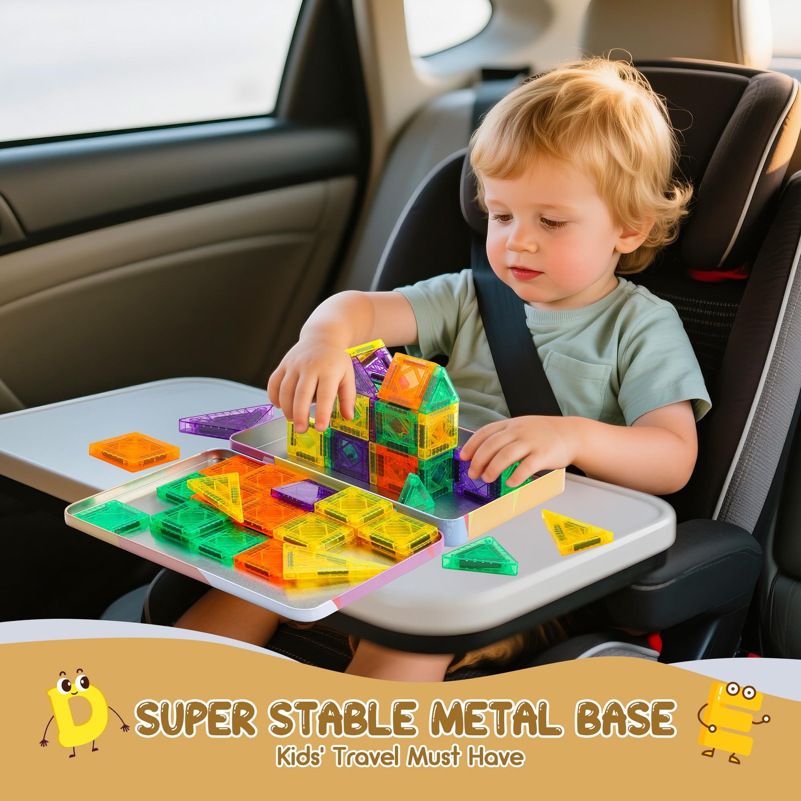 47PCS Magnetic Tiles Travel Toys, Mini Letters 47pcs, Colourful