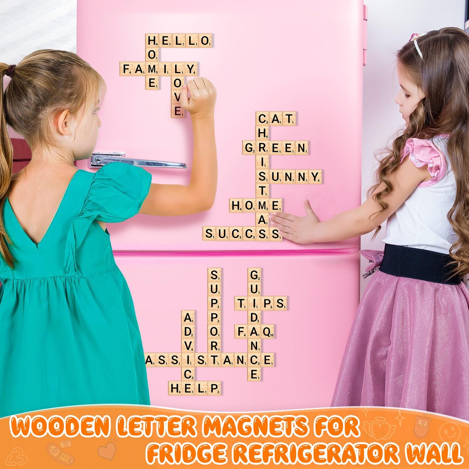 150 PCS Wood Magnetic Letter, Wooden Letter Magnets Small, 150pcs Off White