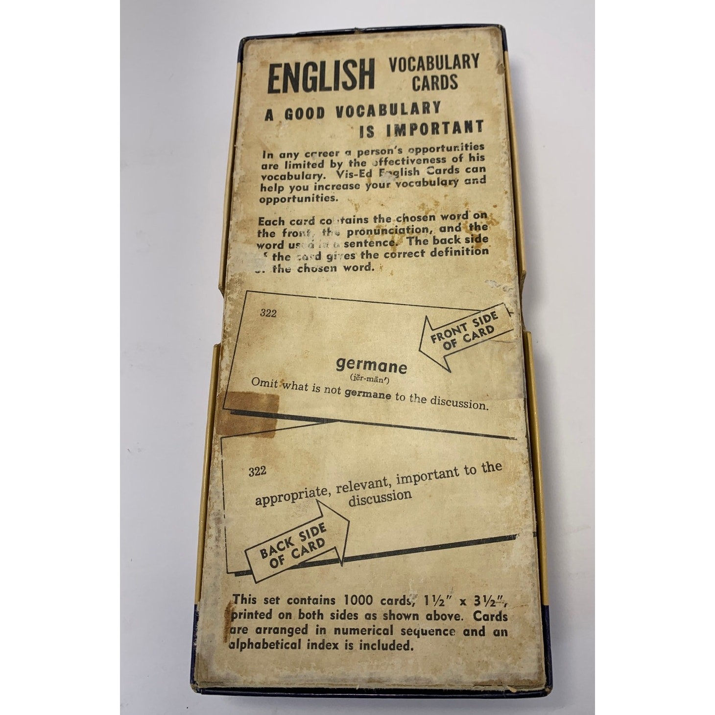 Vintage Visual-Ed English Vocabulary Flash Cards Set Words Learning Box Complete