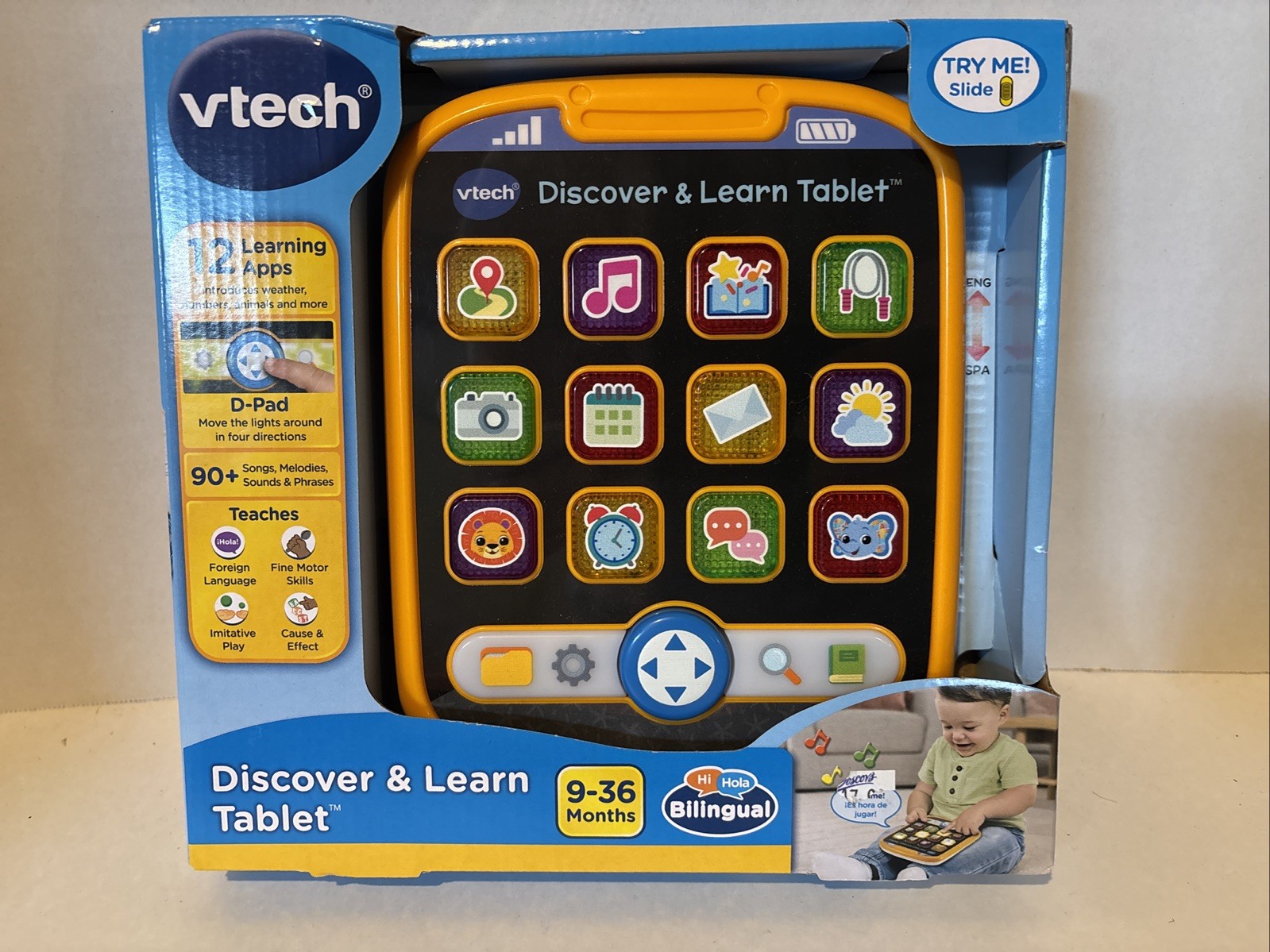 VTech Discover & Learn Tablet 12 Learning Apps 90+ Sounds Bilingual 9-36 Months