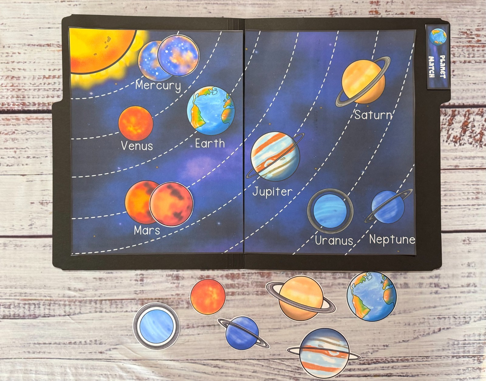 Planet Match Science File Folder Game Kindergarten Autism Special Ed. Preschool