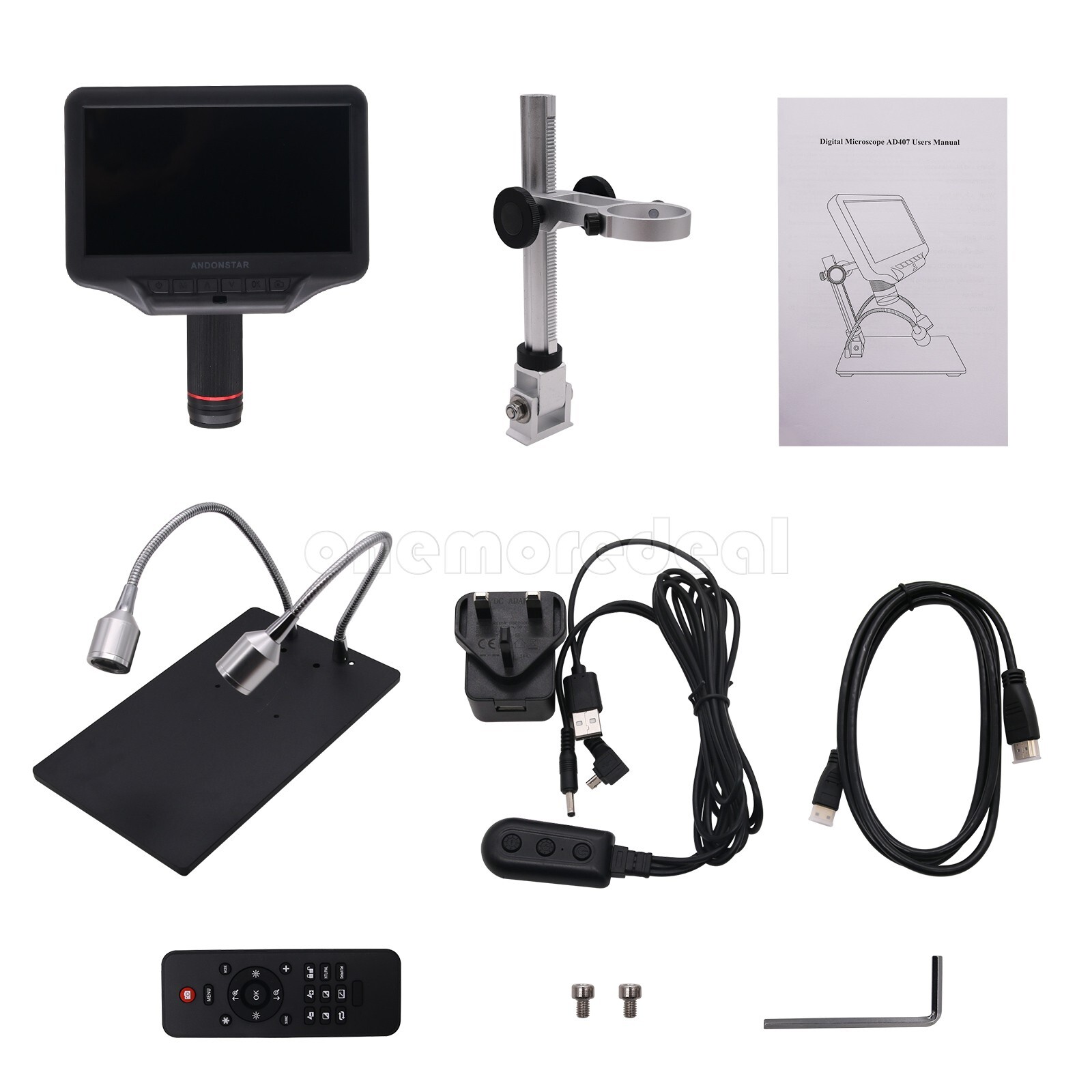 Andonstar AD407 Digital Microscope HDMI 270X 4MP 3D Effect Monitor 7″ Screen dl