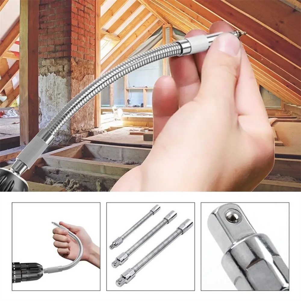 3pcs Flexible Ratchet Extension Rod Socket Extender for Impact Wrench Car Repair