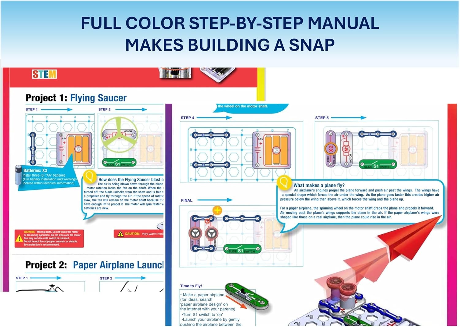 Snap Circuits Flight Deck STEM Kit Launch Planes Learn Electronics Ages 8+