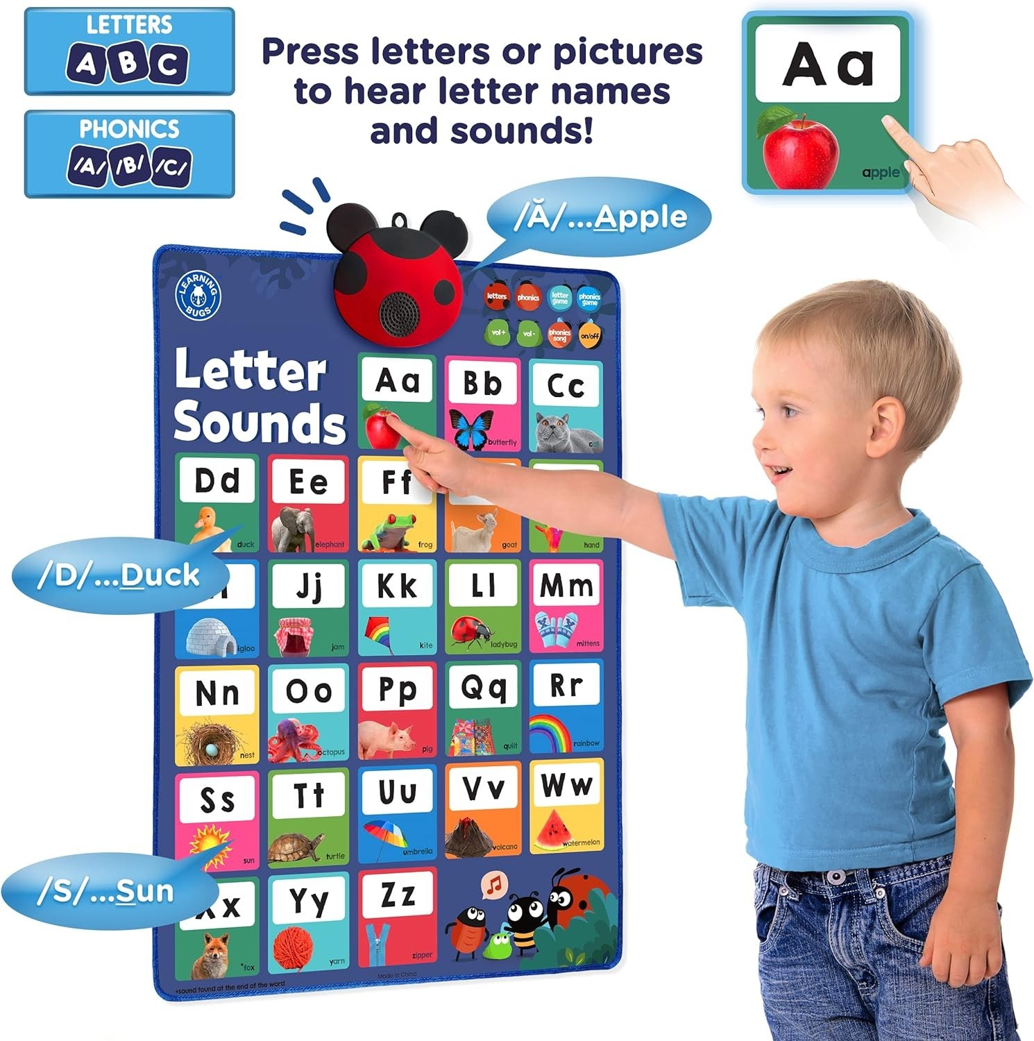 Screen-Free Interactive Letters Sounds Poster for Kindergarten Learning Fun