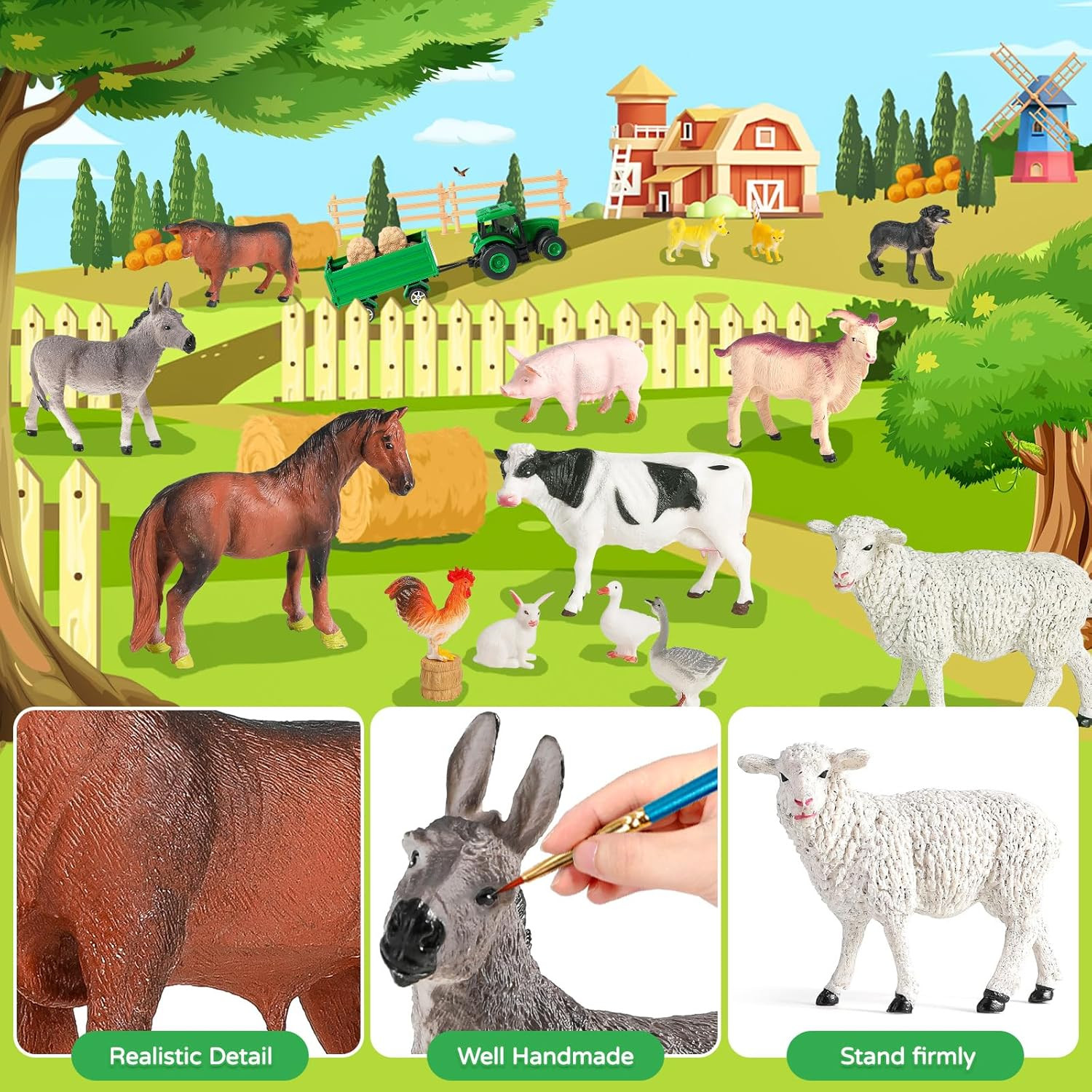 Farm Animal Toys for Toddlers,23 PCS Animal Toys with Realistic Animal Figurines