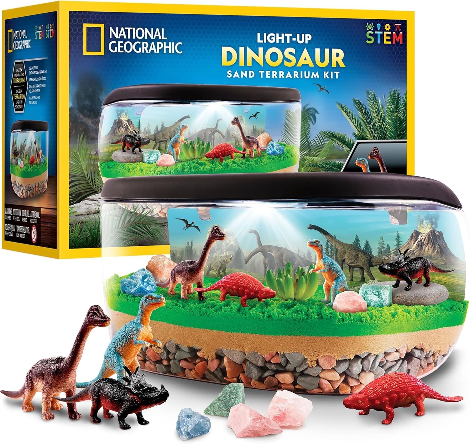 National Geographic Light-Up Dinosaur Terrarium Kit for Kids – Build a Prehis…