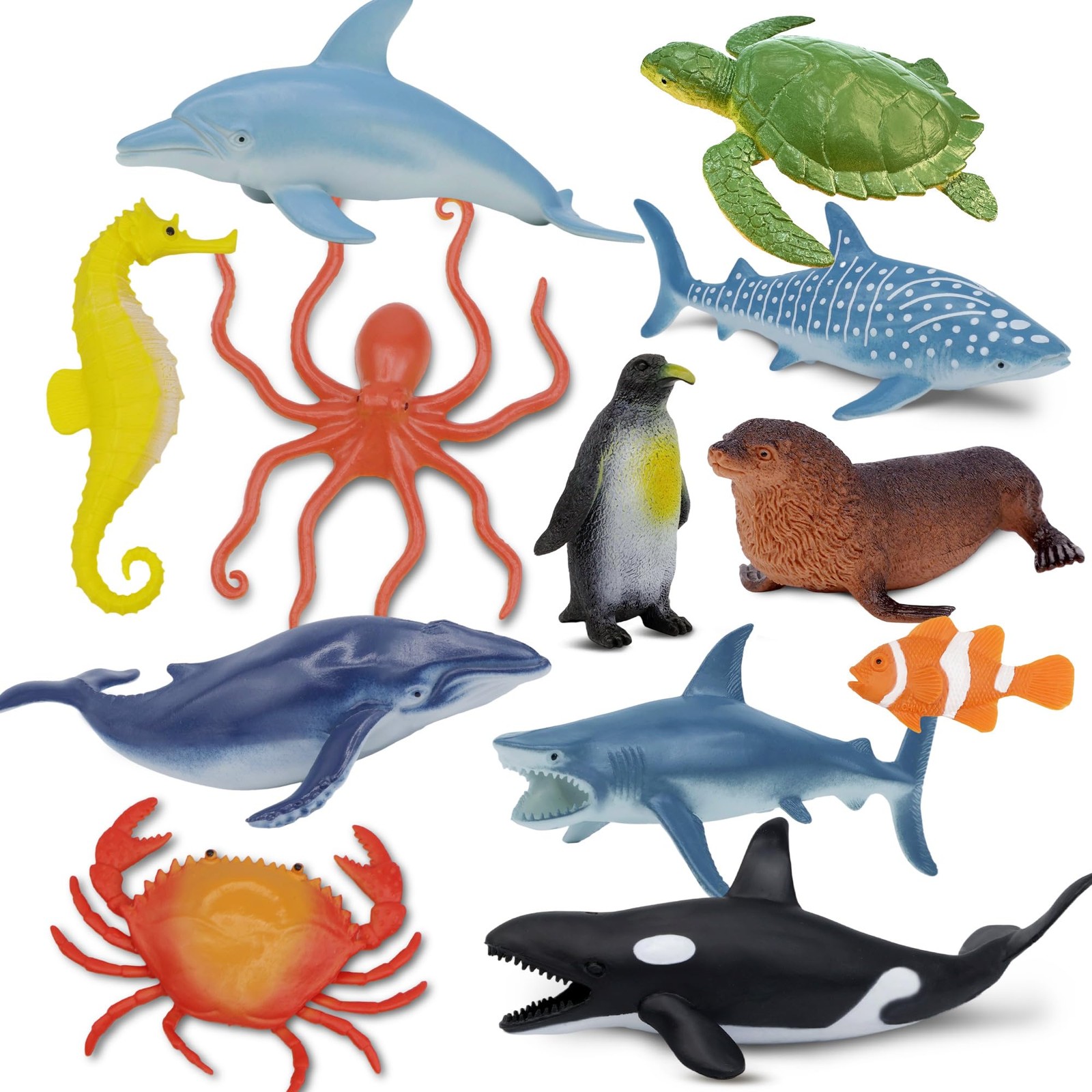 Ocean Sea Life Toy Figures Set for Kids, 12 PCS Realistic Marine Animals with…