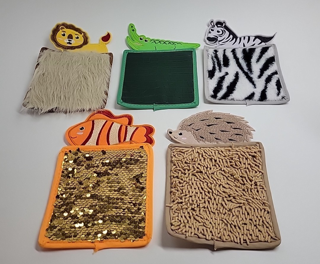 5 Pc Animal Textured Sensory Tactile Pads Fidget Autism Therapy Plush Pads