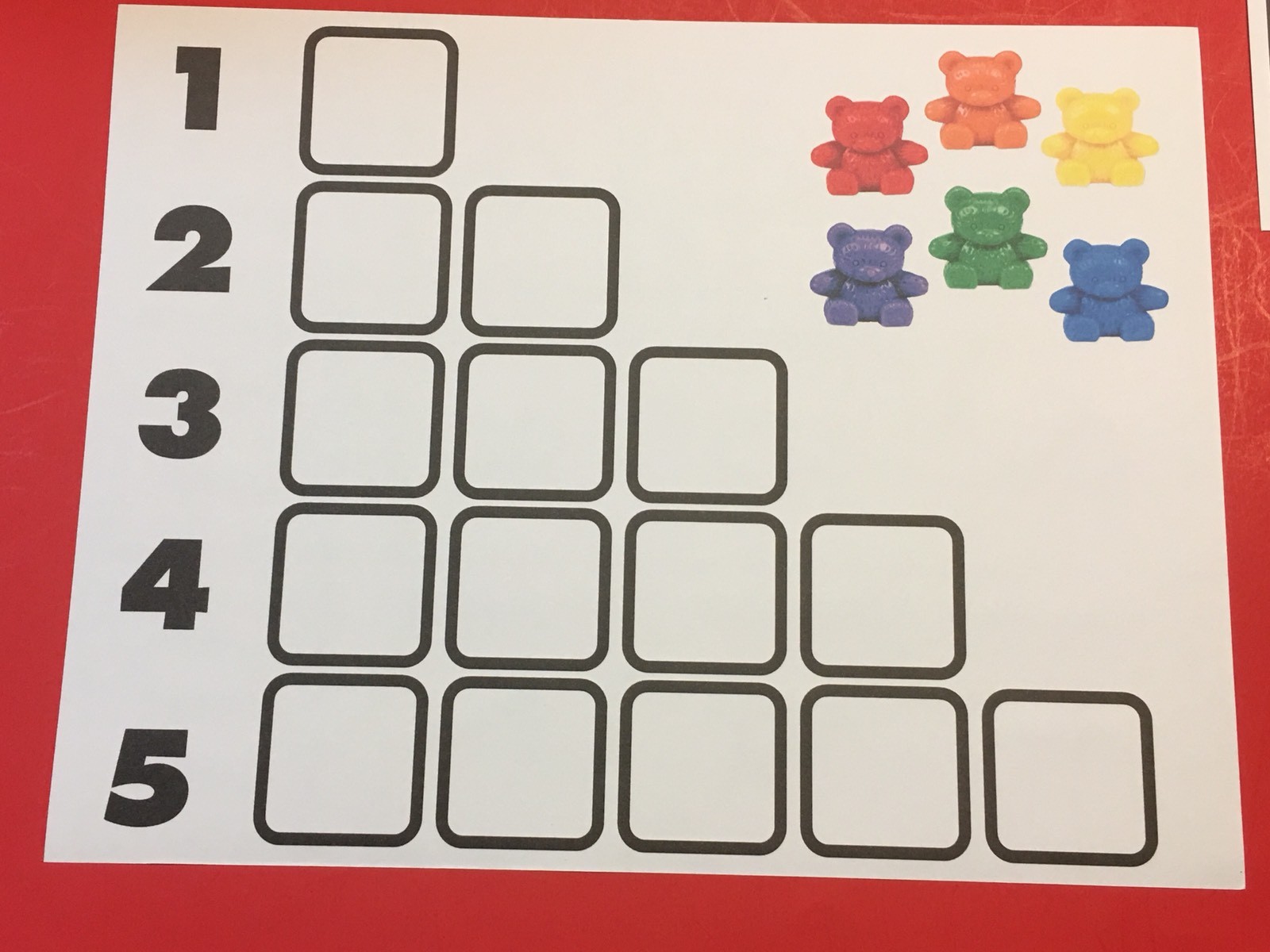 Bears Counting Mat 1-5 – Learning Mats – Laminated – Pre school Kindergarten