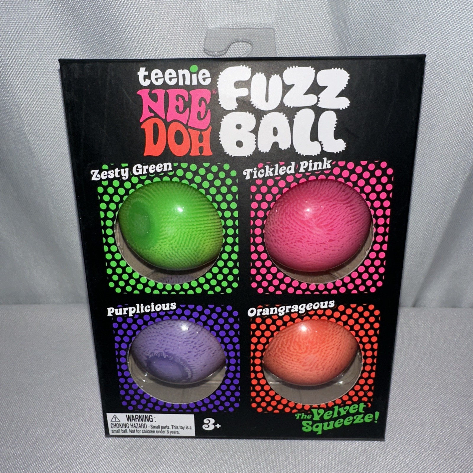 NeeDoh Teenie Fuzz Ball 4 Pack Squishy Nee Doh Mini Squish Balls Four Pack NEW