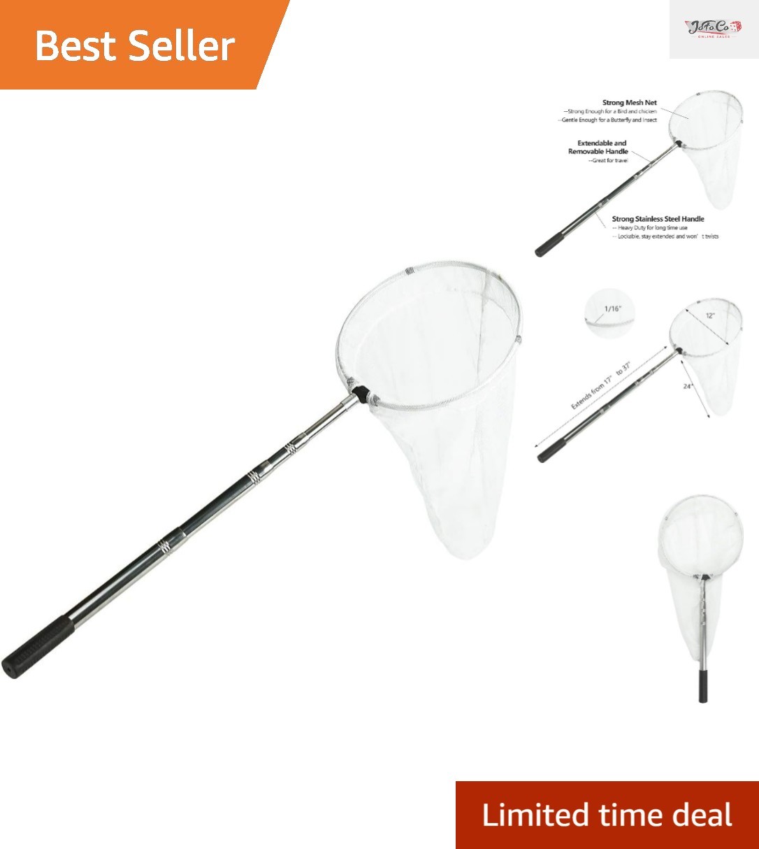 Professional Insect Collection Net: 12″ Diameter & 59″ Telescopic Handle