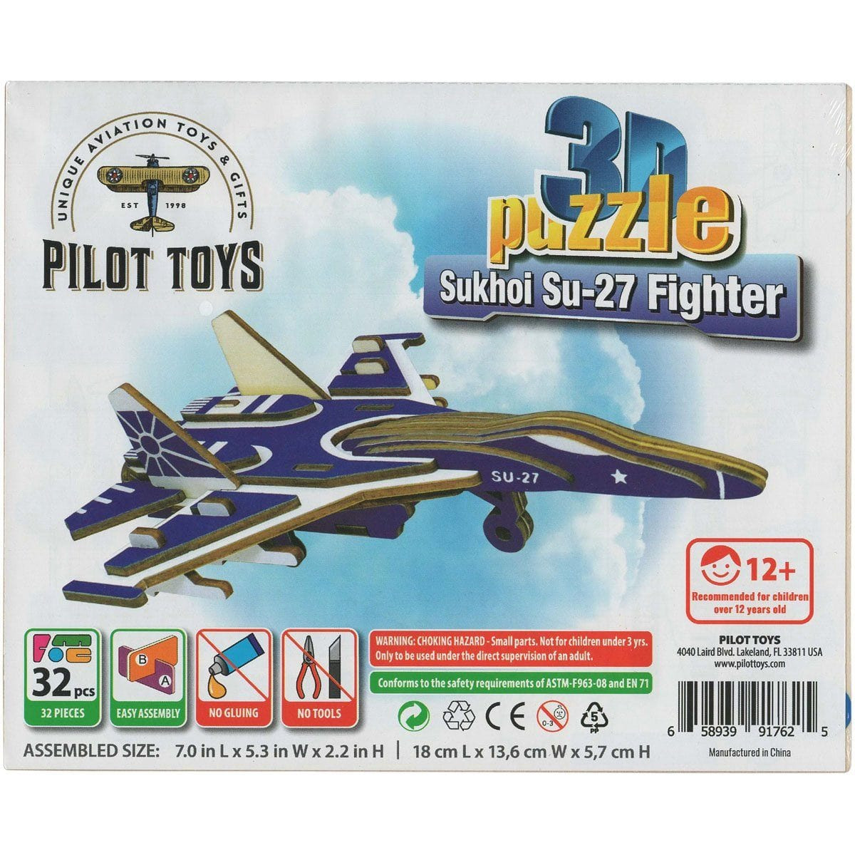 NEW Pilot Toys Premium Sukhoi Su-27 3D Puzzle: STEM Aviation Adventure
