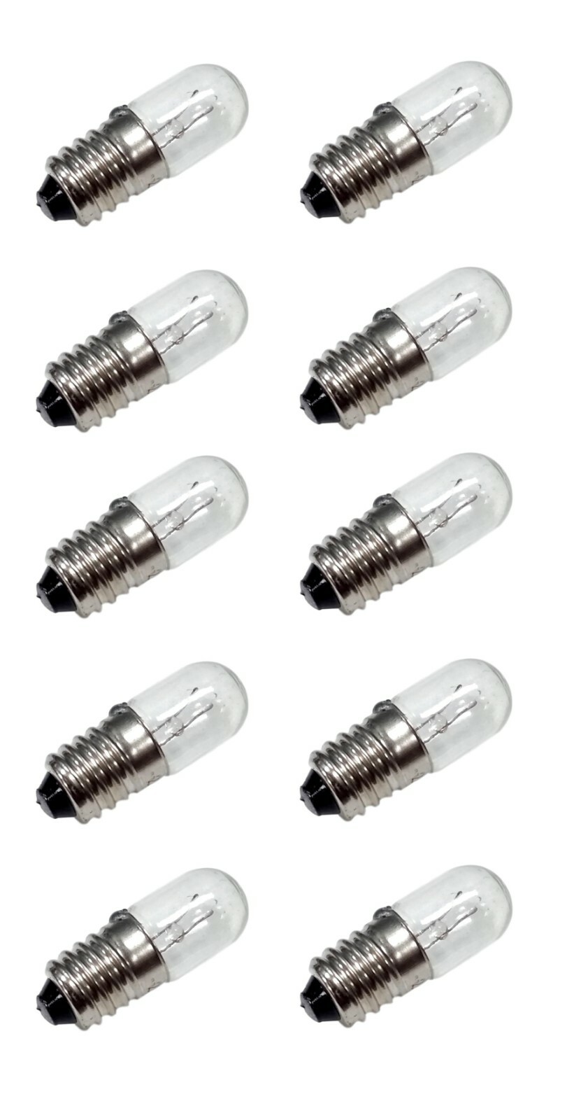 E10 Miniature Lamps or Light Bulbs, 3.8V 0.2A, Pack of 10, Bullet Shape