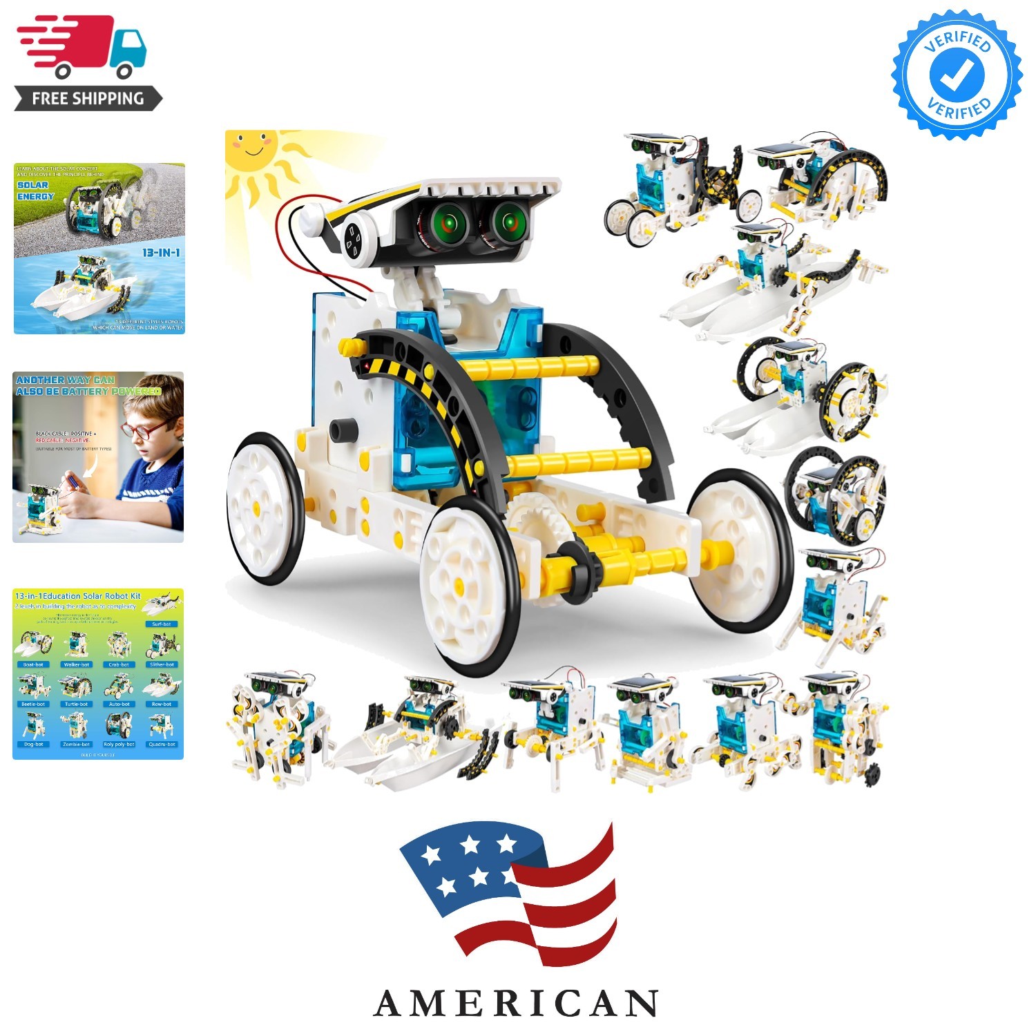 STEM 13-in-1 Solar Power Robots Creation Toy, Educational Experiment DIY Robo…