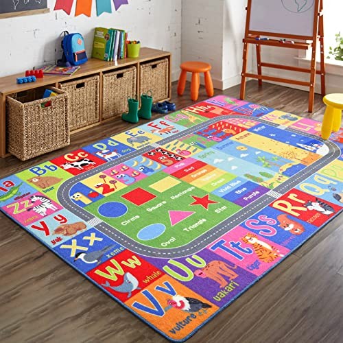 Kids Educational Rug, Kids Collection Area Rug for Learning Alphabet,