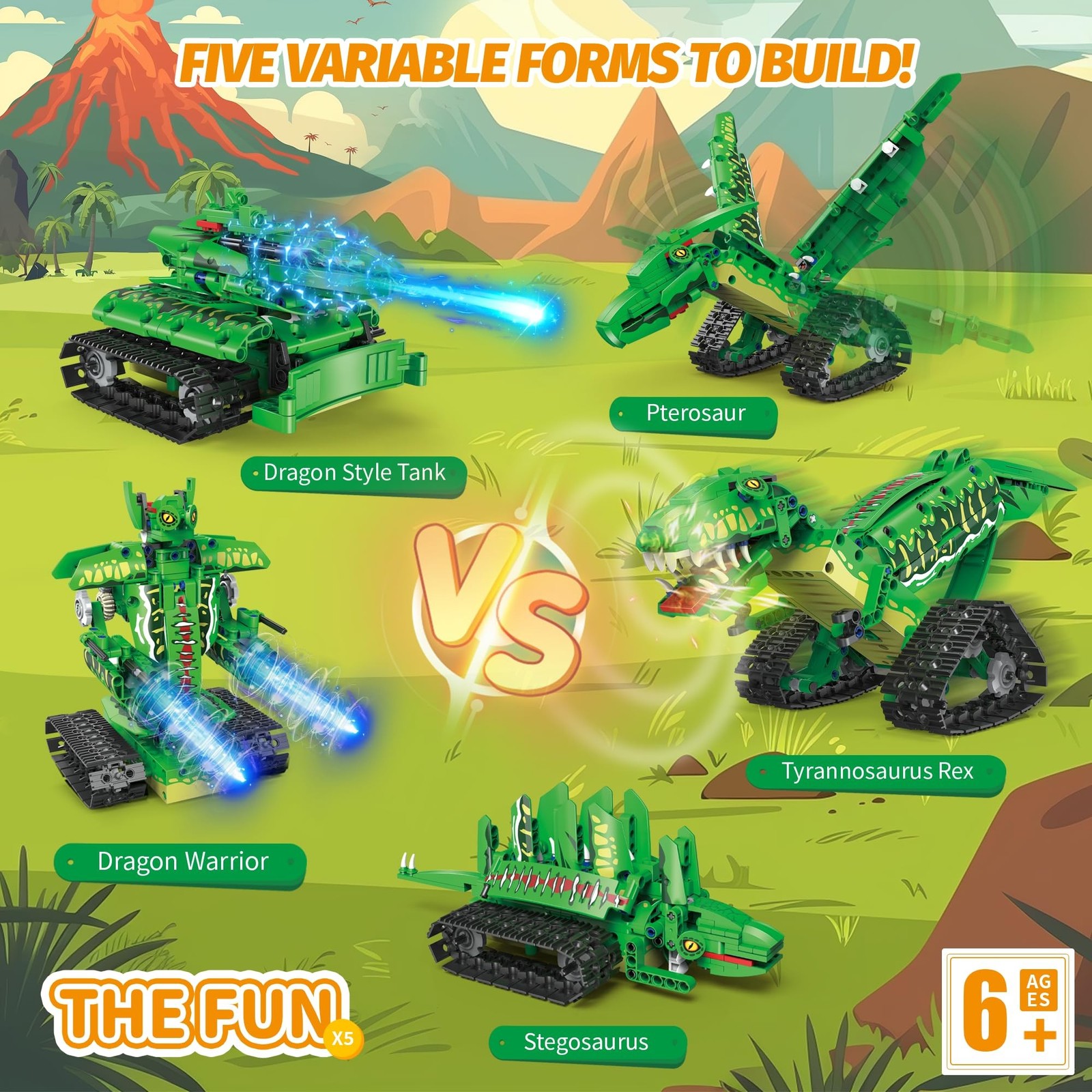 5 in 1 Dinosaur Toy for 6-12 Years Old Kids Boys, Robot Dino Building Set wit…