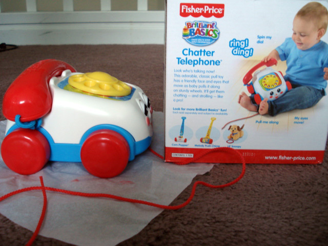 FISHER PRICE,BABY & TODDLER CHATTER TELEPHONE,PUSH,PULL TOY,EYES MOVE,WHEELS,NEW
