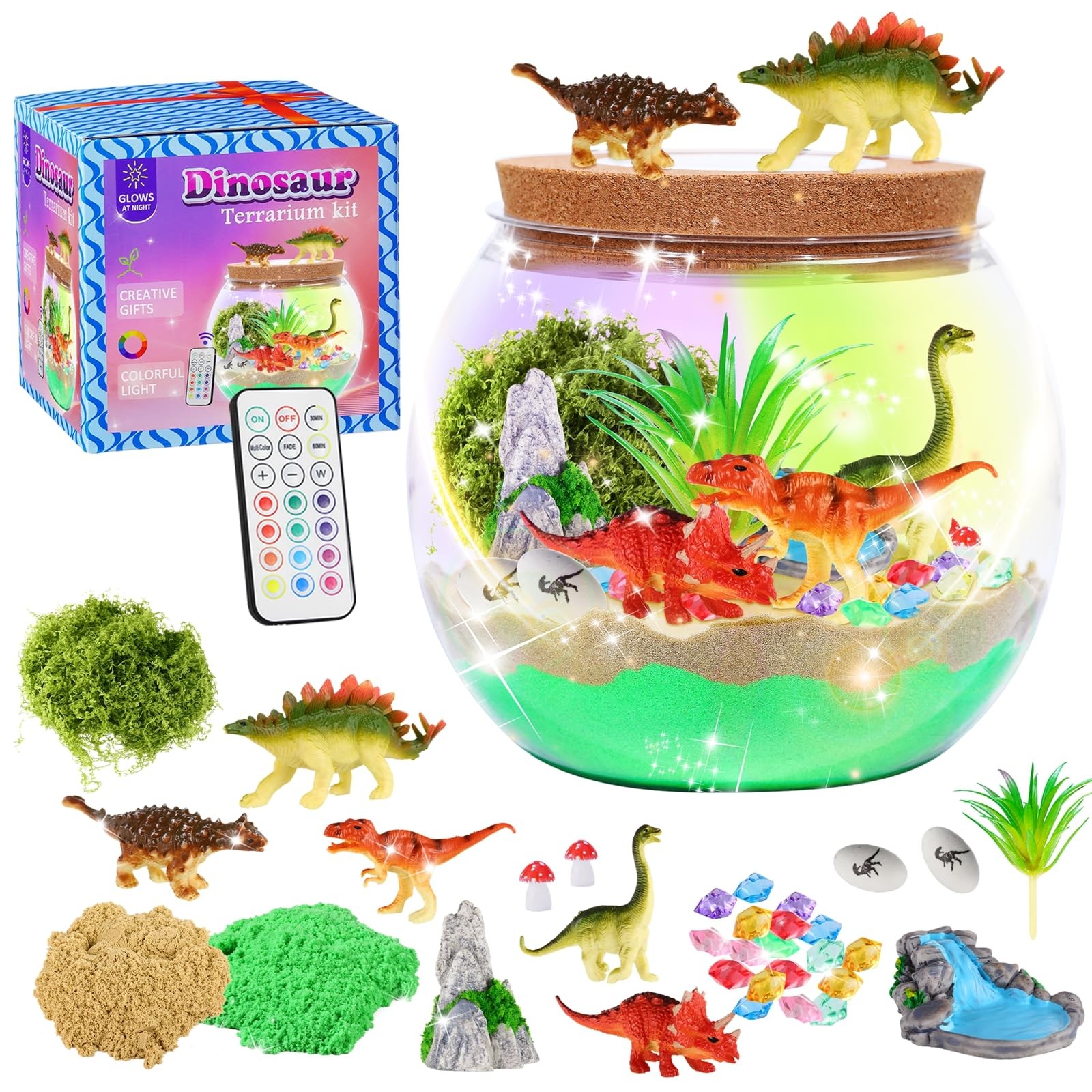 Dinosaur Toys-Light Up Terrarium Kit for , Night-Light DIY Dino Toys for Boys…