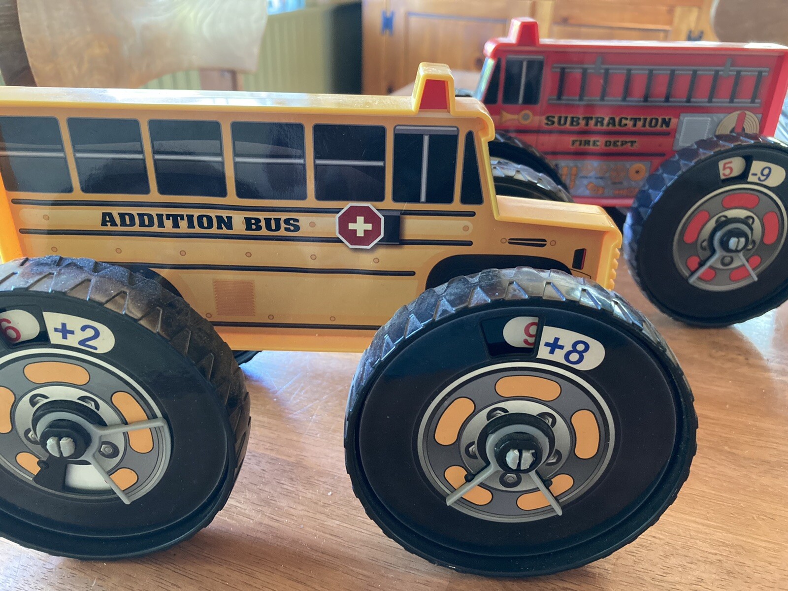 Addition School Bus & Subtraction Fire Truck: Math Toys To Practice Math Facts