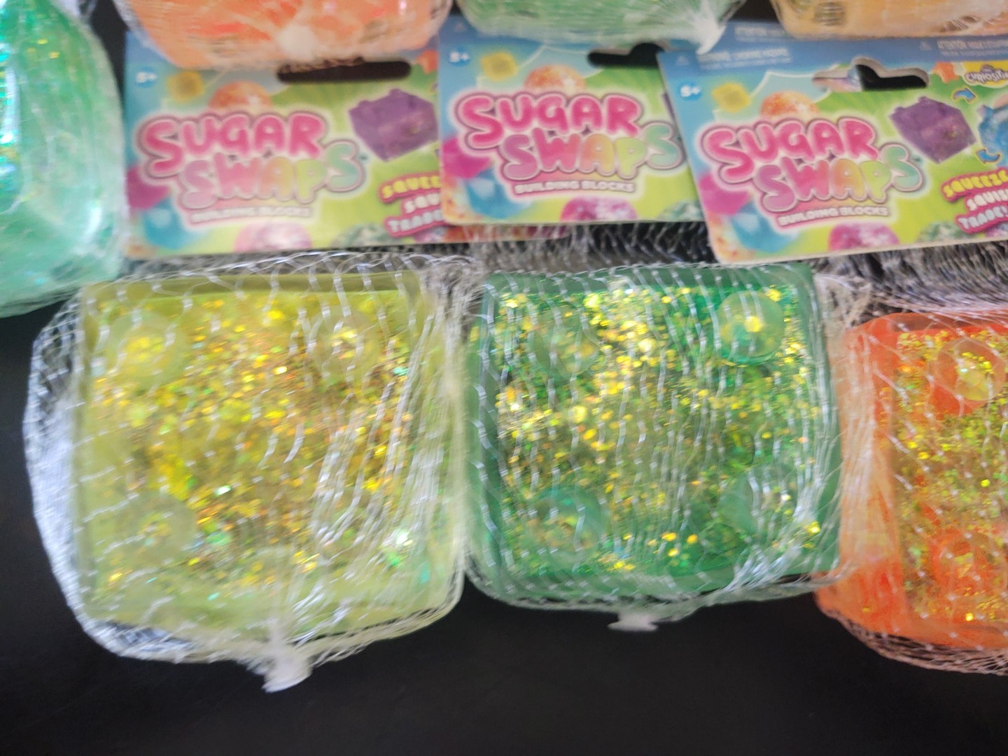 Lot Of 7 Sugar Swaps Building Blocks Glitter Squishy ORB NEW 🧡 💚 🟡